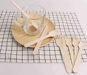 100% Cuchara de madera natural Desechable Grado alimenticio Premium Bambú Tenedores Cucharas Cuchillos - Product Image 4