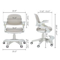Chaise d'apprentissage ergonomique moderne en plastique pour enfants avec siège réglable en hauteur et base coulissante pour chambre, salle de sport et école