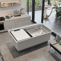 Robinet de lavabo monocommande à poser sur comptoir, en acier inoxydable 304 de 4 mm d'épaisseur, multifonctionnel pour évier de cuisine