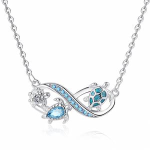 Fashion Turtle 8-character Zirconia Necklace Infinity Symbol Women's Clavicle <b>Chain</b> Silver Color Jewelry Suitable for Daily - Product Image 1