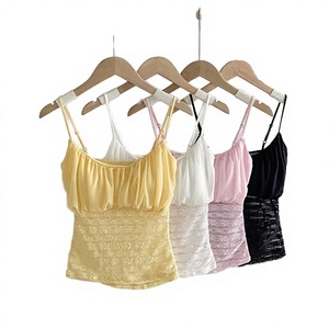 Summer Women's Sexy Slim Fit Solid Color Lace Bow Collar Padded Camisole Breathable Quick Dry <b>Crop</b> <b>Top</b> - Product Image 2