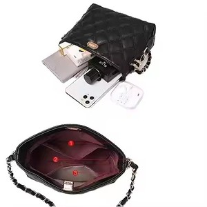 Mới Đến Phụ Nữ PU Da Xô Túi Dây Đeo Duy Nhất Mô Hình Sọc PVC Lót Crossbody Vai Túi Cho Mùa Đông Mùa Thu Nhỏ - Product Image 4