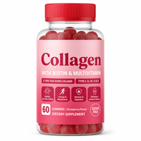 Compléments alimentaires en gommes de collagène hydrolysé pour adultes, marque privée OEM, pour la peau, les cheveux et les ongles, avec biotine et multivitamines, pour un éclaircissement naturel de la peau
