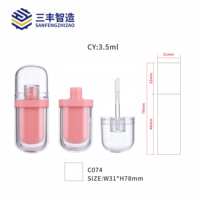 Tube de gloss à lèvres ovale 3ml, emballage cosmétique en plastique avec bouchon à vis, couleur rose, pour le stockage du gloss à lèvres