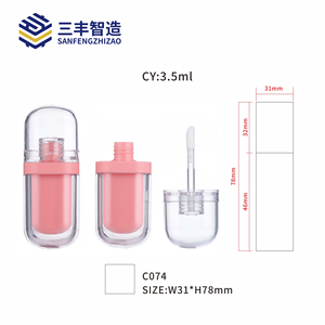 Tube de gloss à lèvres ovale 3ml, emballage cosmétique en plastique avec bouchon à vis, couleur rose, pour le stockage du gloss à lèvres - Product Image 4