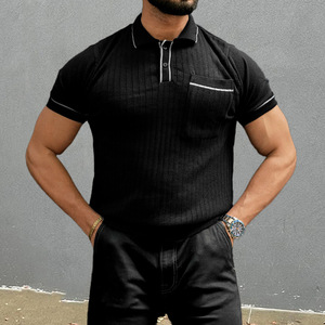Nuova Moda 2026: Maglietta Polo a Maniche Corte con Tasca, <span class=keywords><strong>Slim</strong></span>-<span class=keywords><strong>Fit</strong></span>, in Maglia, <span class=keywords><strong>Abbigliamento</strong></span> Casual da <span class=keywords><strong>Uomo</strong></span> - Product Image 5