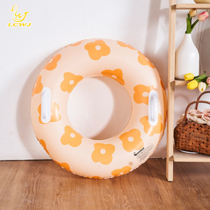 Bouée de bain gonflable ronde LCE2021-7 orange à motifs floraux en PVC 0,22 mm pour enfant unisexe, utilisation piscine, parc aquatique, plage - Product Image 1