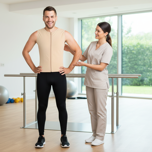 Vêtement de compression post-opératoire à crochets sous la poitrine et jusqu'au genou – Meilleure vente, soutien médical, ajustement confortable - Product Image 3