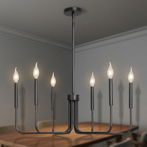 Lustre moderne à 6 lumières fait à la main, éclairage intérieur, lampe suspendue à LED noire avec lumière blanche chaude 2700K - Product Image 5