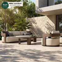 Canapé de luxe 3 places, table basse, ensemble de canapés modernes d'extérieur, mobilier de jardin, mobilier de patio en aluminium imperméable, canapé de jardin pour villa