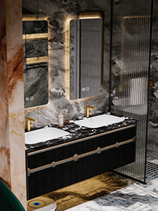 2026 New <b>Light</b> Luxury Hotel Wind Rock Board Ceramic Seamless Double Basin Intelligent Lighting <b>Mirror</b> Wall-Mounted Bathroom - Product Image 3