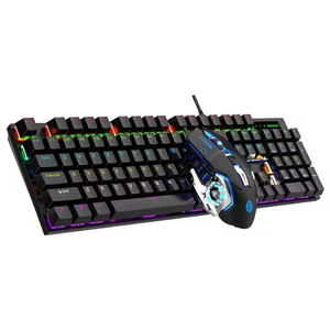 KM600 wired mechanical gaming keyboard retro punk keycap backlit USB desktop <b>computer</b> office 104-key keyboard - Product Image 1