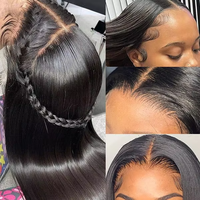 Perruques de Cheveux Naturels Vietnamiens Lisses 13x6, Sans Colle, Full HD, Dentelle Transparente, Lisses Raides, Cheveux Vierge Remy Indiens