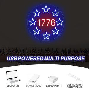 1776 USA God Bless Retro Amerikaanse 4 juli Patriottische LED Lichtreclame Onafhankelijkheidsdag Cadeau voor Man <span class=keywords><strong>Cave</strong></span> Kamer Bar Decoratie - Product Image 5