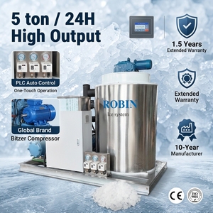 Machine à glace en paillettes industrielle Robin 5 tonnes, moteur PLC, système de refroidissement par air, compresseur, pompe, haute productivité, facile à utiliser - Product Image 1