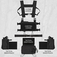 Panneau de poitrine tactique léger et modulaire avec pochette amovible et ceinture abdominale entièrement réglable