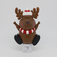Luz Nocturna LED con Forma de Reno Navideño, Enchufable, 360 ° Lámpara de Pared Giratoria con Enchufe, Cálida y Suave, Decoración Navideña para el Hogar, Venta al por Mayor, Regalo OEM