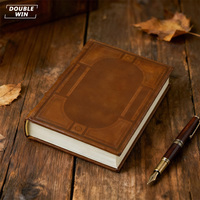 Carnets à couverture rigide en cuir PU marron foncé personnalisés A5 avec grille à points en relief pour le bureau