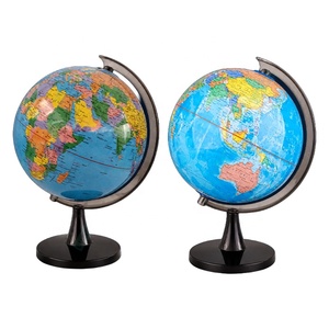 20cm 360 °   Globo Terráqueo Giratorio HD Educativo de Geografía y Geopolítica con Anillo Metálico de Meridianos - Product Image 1