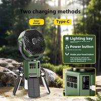 Lanterne solaire de camping 2026 avec ventilateur, multifonctionnelle, longue autonomie, rechargeable pour tente, extérieur et situations d'urgence