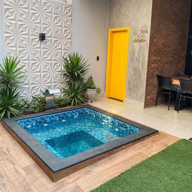 custom small mini fiberglass spa plunge pool outdoor tiles mosaic swimming pool jacuzzing spa hot tub