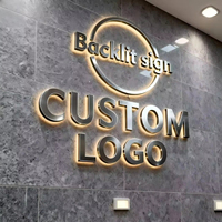 Enseigne lumineuse 3D personnalisée en lettres dorées pour bureau et entreprise, logo 3D rétroéclairé, enseigne LED illuminée pour extérieur
