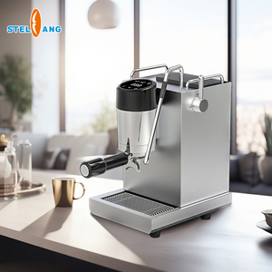 Cafetera Espresso Profesional Semiautomática de Acero Inoxidable Comercial con Medidor y Espumador de Leche - Product Image 1