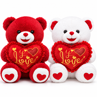 Vente en gros directe d'usine, ours en peluche rouge et blanc, couple, coussin en forme de cœur, animal en peluche, OEM ODM pour cadeau de la Saint-Valentin