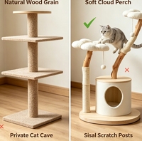 Arbre à chat multi-niveaux en panneaux de particules pour chats d'intérieur, vente en gros, OEM, logo personnalisé, marque privée, fournisseur pour animaux de compagnie, commande en gros, MOQ