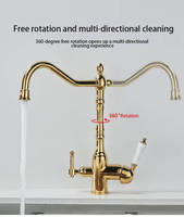 Robinet de cuisine en laiton doré non laqué, mitigeur chaud/froid, robinet flexible, style européen, robinet de cuisine en bronze antique