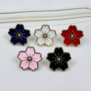Simpele Japanse Sakura Bloemenbroche Metaallegering Kersenbloesem Emaille Pins - Product Image 2
