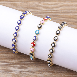 QIKU Fashion Design occhio del <span class=keywords><strong>male</strong></span> arcobaleno perline fatte a mano in cristallo intarsiato braccialetto turco da donna regolabile per festa regalo fortunato - Product Image 2