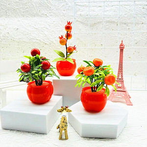 Mini Plantas Artificiales en Maceta, Realistas, Falsas, de Granada, Naranja, Chile, Mini Bonsái para Decoración de Escritorio de Oficina y Hogar de Año Nuevo - Product Image 2