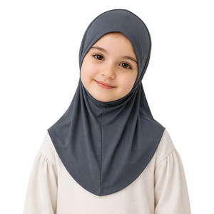 Turban instantané pour petites filles de 2 à 7 ans, prêt à porter, en <span class=keywords><strong>voile</strong></span> extensible uni, style malaisien, vente chaude - Product Image 4