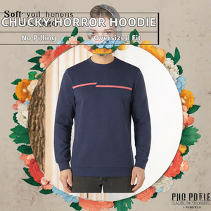 Mens Navy Cotton <b>Sweatshirt</b> <b>Crew</b> <b>Neck</b> Long Sleeve Pullover Casual Streetwear - Product Image 2