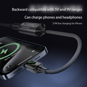 Cao rõ ràng hiển thị kỹ thuật số PD 140W Loại C để DC cổng sạc cáp 17cm PVC chuyển đổi điện dây cho máy tính xách tay Adapter kết nối - Product Image 5