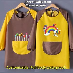 CUKH Salopette à manches longues tendance pour enfants, imperméable, automne-hiver, pour la maternelle, bavoir d'alimentation pour bébé en PVC - Product Image 2