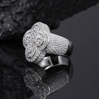 Bague pour homme style Hip Hop en argent sterling 925 avec moissanite de laboratoire, plaqué or 18 carats, sertissage à griffes, certifiée par un tiers