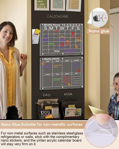 Calendrier mensuel et <span class=keywords><strong>hebdomadaire</strong></span> réutilisable en acrylique magnétique effaçable à sec pour réfrigérateur - Product Image 5