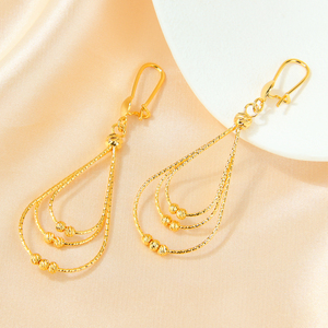 Boucles d'oreilles pendantes goutte d'eau rétro délicates plaquées or 21 carats, design perles, pour femme, collection 2026 - Product Image 5