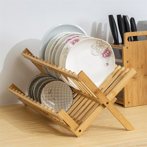 Scolapiatti <span class=keywords><strong>pieghevole</strong></span> stendino facile da pulire durevole pratico piatto cucina di casa regali a 2 livelli retrò - Product Image 4