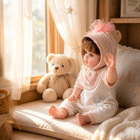 Poupée Reborn de 20 pouces entièrement en vinyle, bonnet à carreaux roses, empreinte de patte d'ours en peluche, poupée nouveau-né pour jeu d'imitation