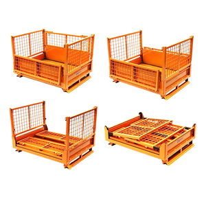 Cage en acier pliable de chariot à cargaison de transport de boîte de chiffre d'affaires en métal de conteneur pour le stockage de bouteille de vin de fournisseur d'usine - Product Image 3