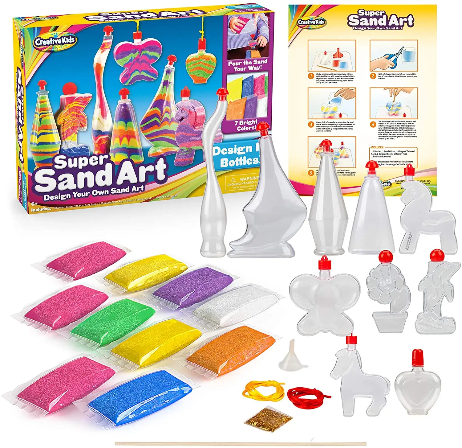 Perfect Kraft Create Your Own Sand Art DIY Kit Includes 4 Sand Bottles & 2 PendentとBottles 8 Bright Sand Colors、Designing