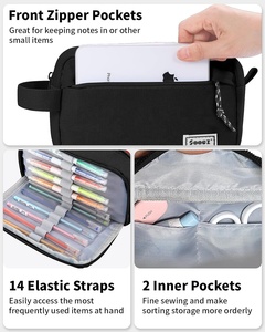 <span class=keywords><strong>Trousse</strong></span> à crayons grande capacité en tissu Oxford avec fermeture éclair et poignée, design minimaliste, pour fournitures scolaires – Vente en gros personnalisée - Product Image 3