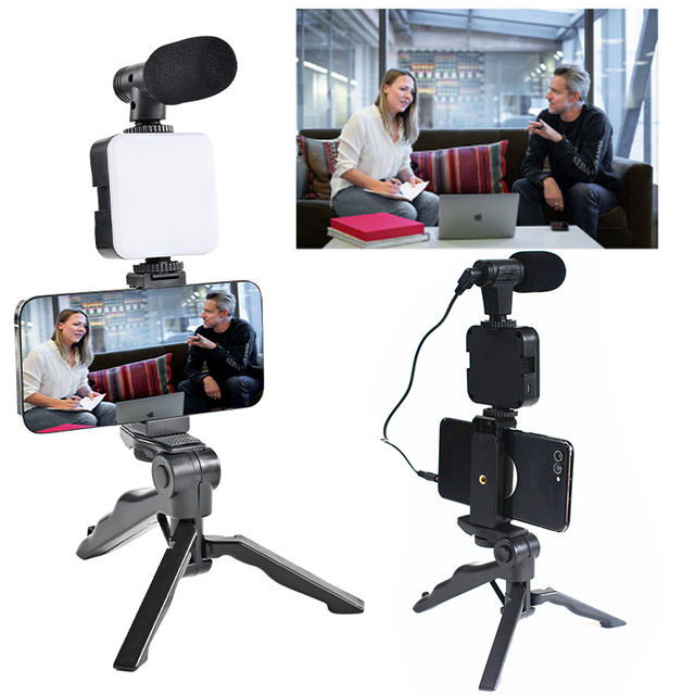 Led Light Tripod De Vloging Pour Vlogging Making Kit for Smartphone Youtube Mobile Phone Cellphone Video Content Creator Iphone