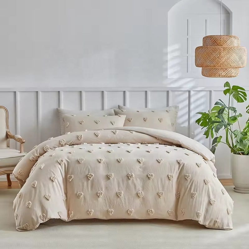 Couvre-lit Matelassé à Volants – Double – Gris Et Crème – Polycoton