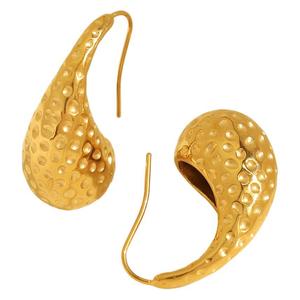 ต่างหูรูปหยดน้ำลายตอกลาย 18K ทองคำสแตนเลส เครื่องประดับไทเทเนียมสตีล ต่างหูแบบห้อย งานปาร์ตี้ เครื่องประดับแฟชั่น - Product Image 5