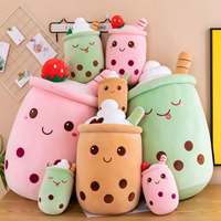 Peluche Z Hot Sale Mignonne Fraise Boisson Glace Lactée Thé Boba Jouet en Peluche Doux Coussin Boba Peluche
