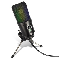 Microphone USB avec lumière LED, microphone à condensateur professionnel avec trépied MIC
